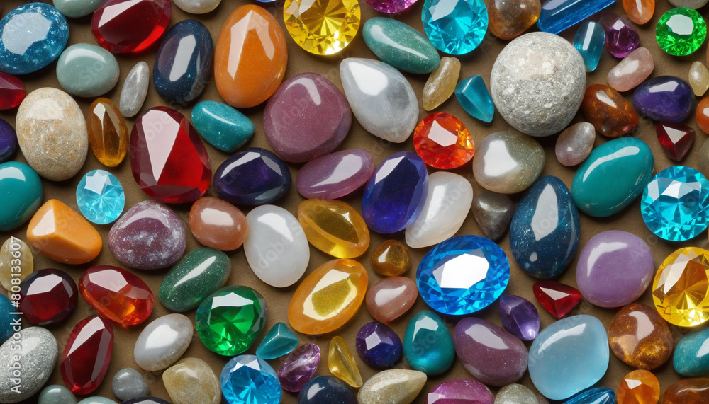 A Vibrant Collection of Colorful Gemstones in a Fantasy Tale A Vibrant Collection of Colorful Gemstones in a Fantasy Tale