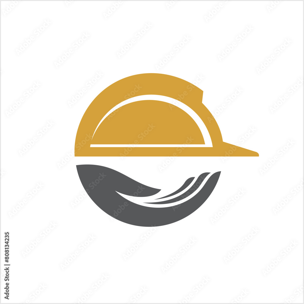 Construction logo with hand concept Construction logo with hand concept