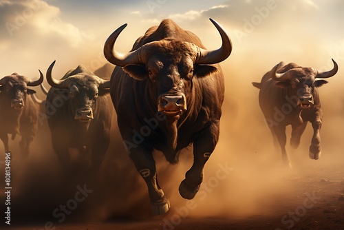 Bull in the steppe. Bullfight. Bull in the steppe.