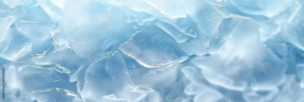 Obraz premium Ice texture background. The textured cold frosty surface of ice block, Blue background with cracks on the ice surface