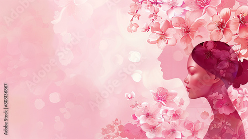 Women day and mothers day background banner in a feminine
