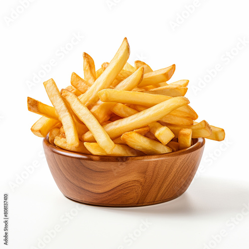 Fries on white background