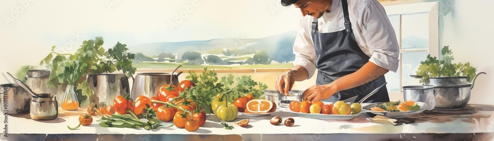 A cooking class with a whimsical chef who teaches how to prepare dishes that taste like different dreams A cooking class with a whimsical chef who teaches how to prepare dishes that taste like different dreams