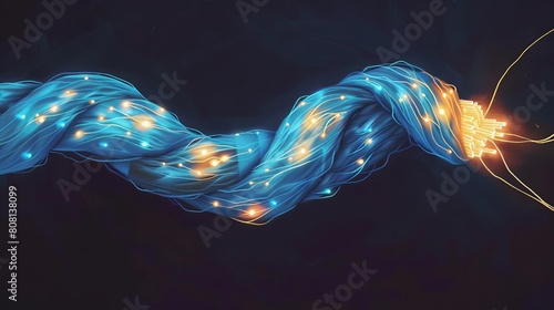 A drawing of a fiber optic cable, ends glowing, wrapped loosely to show the delicate yet powerful nature of modern connectivity photo