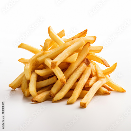 Fries on white background