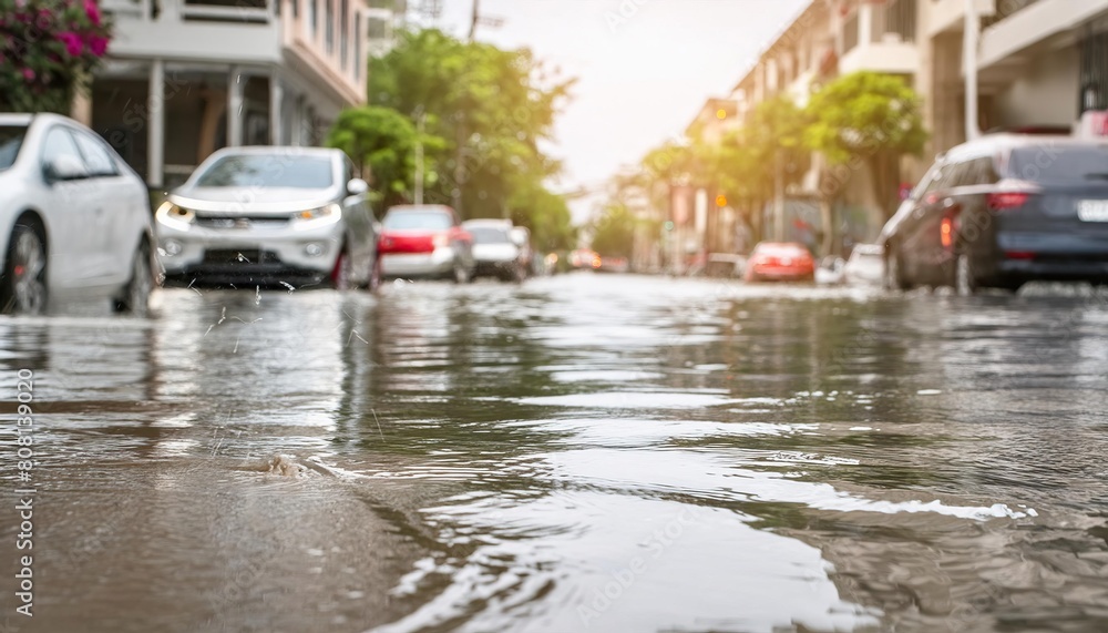 Water flooding a city street Water flooding a city street
