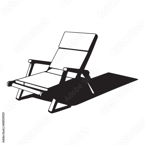 Beach Chair Silhouette Flat Vector Illustration.