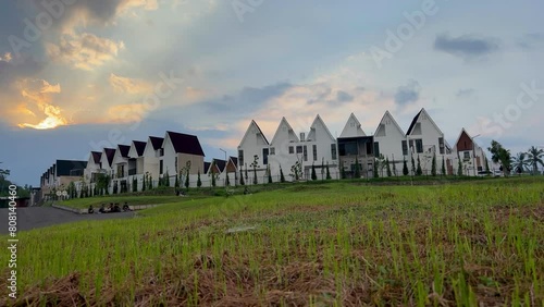 4K footage of Roofs and Houses in Jember Regency in Autumn Day, Minimalistic Architecture. Suitable for promotions for minimalist house. photo