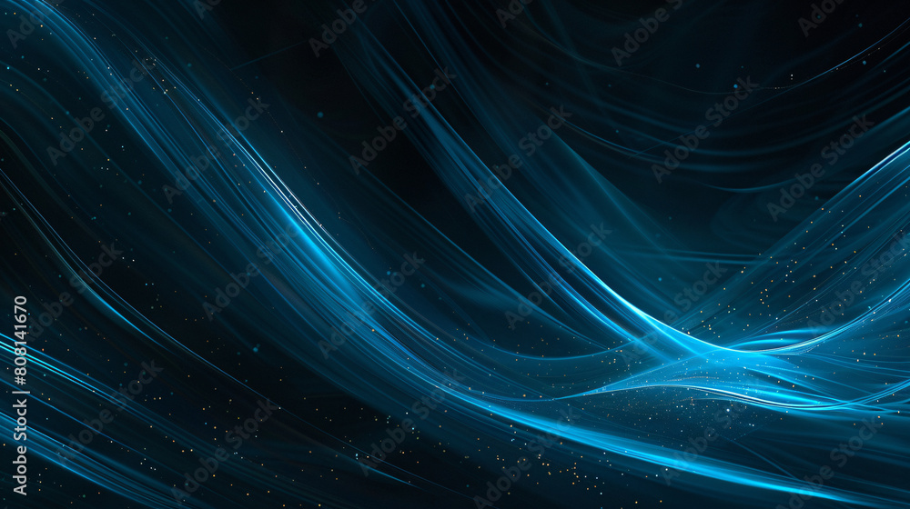Black background with glitter and blue rhythm wavy lines. Black background with glitter and blue rhythm wavy lines.