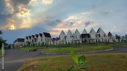 4K footage of Roofs and Houses in Jember Regency in Autumn Day, Minimalistic Architecture. Suitable for promotions for minimalist house. photo