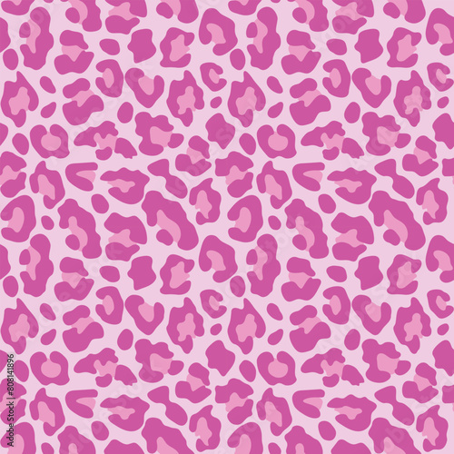 Abstract pink leopard seamless pattern. Animal skin camouflage background design. Vector illustration.