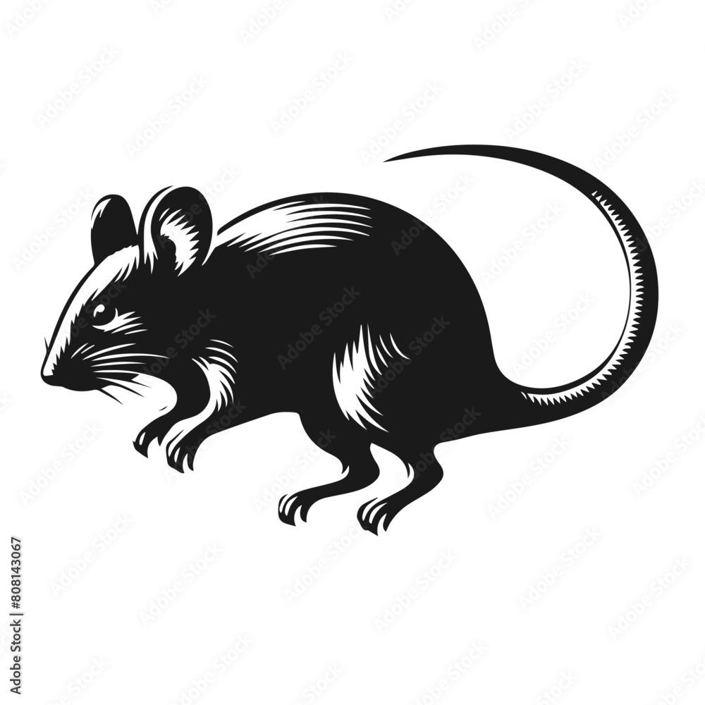 Obraz premium Rat vector silhouette isolated on white background