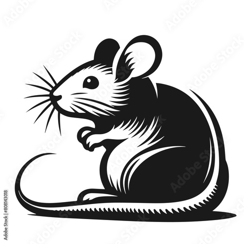 Rat vector silhouette isolated on white background