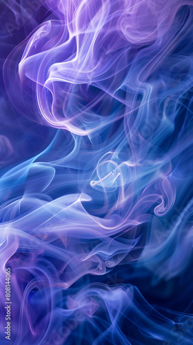 A mystical swirl of indigo and soft lilac waves, ascending like smoke from an enchanted incense burner.