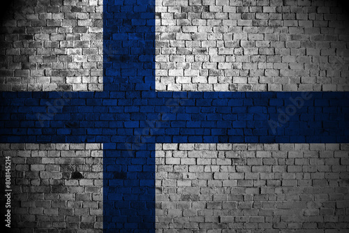 finland flag on brick wall