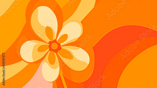 Vintage retro floral design with vibrant orange and yellow swirls, ideal for backgrounds.
