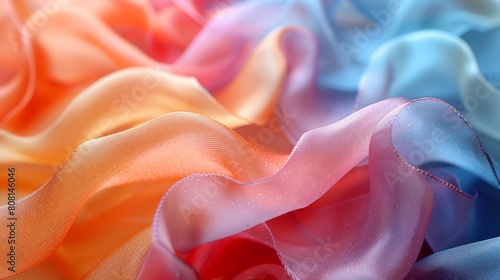 Colorful flowing fabric with smooth curves and textures