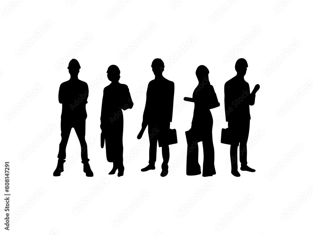 Construction worker group silhouette. Construction worker group silhouette.