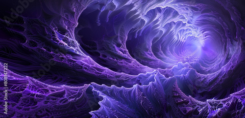 Ethereal indigo fractal waves, deep and mysteriously alluring. photo