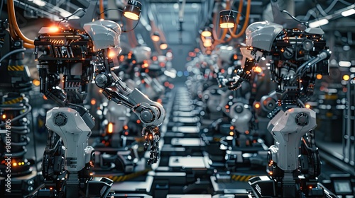 Robots are working in a factory © BMMP Studio