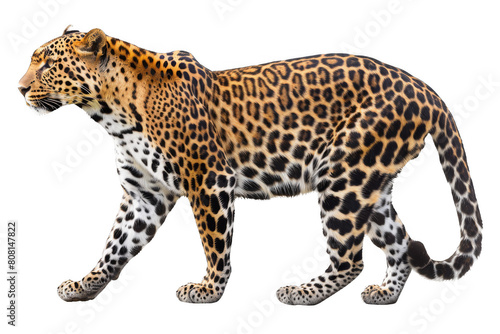 Isolated leopard illustration on transparent background in PNG format created using AI technology.