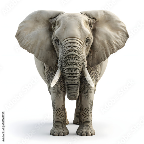 Kind-hearted elephant character isolated on white background  hyperrealism  png 