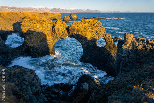 Gatklettur lava natural arch at Snaefellsnes peninsula in Iceland photo