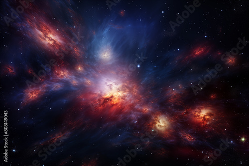 Artist's rendition of a distant galaxy cluster in the early universe