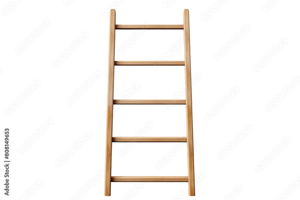 The ladder is made of wood. It is 5 feet tall and has 5 rungs. It is brown in color. The ladder is made of wood. It is 5 feet tall and has 5 rungs. It is brown in color.