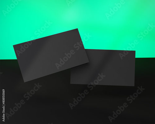 Double Flying Businesscard Mockup Template with Background Color Fully Editable