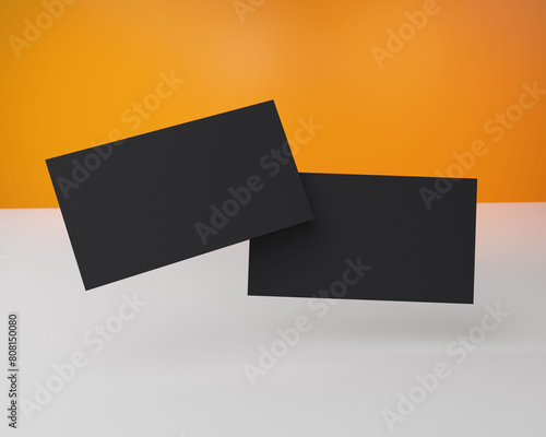 Double Flying Businesscard Mockup Template with Background Color Fully Editable