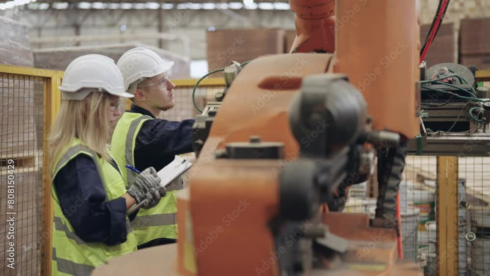 Robot engineer Inspect and repair the work of automatic robot arm Check the condition to be perfect for use in the factory Robot engineer Inspect and repair the work of automatic robot arm Check the condition to be perfect for use in the factory