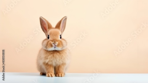 cute animal pet rabbit or bunny brown color smiling and laughing isolated with copy space for easter background  rabbit  animal  pet  cute  fur  ear  mammal  background  celebration  generate by AI