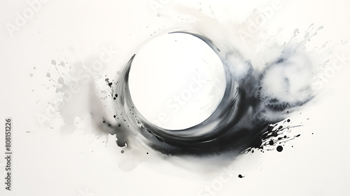 The simplicity and elegance of a watercolor splash in monochrome, symbolizing yin and yang photo