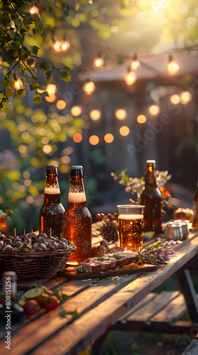 Lively Backyard Beer and Barbecue Party: Perfect for International Beer Day Celebration with Ultra Realistic Flavors.  © Gohgah