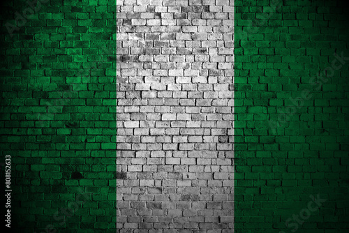 Fotografie nigeria flag on brick wall