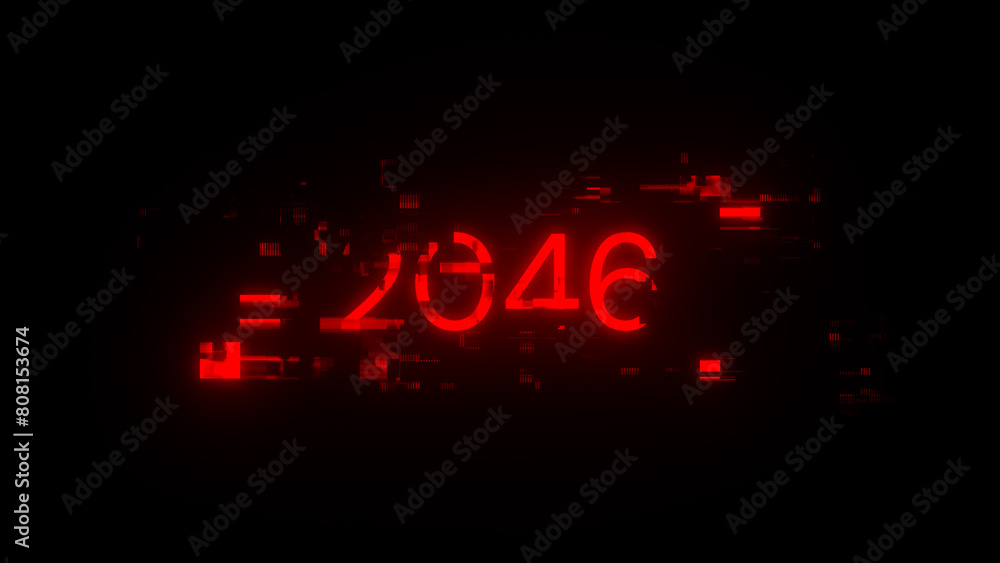 3D rendering 2046 text with screen effects of technological glitches 3D rendering 2046 text with screen effects of technological glitches