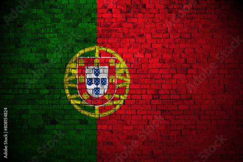 portugal flag on brick wall photo