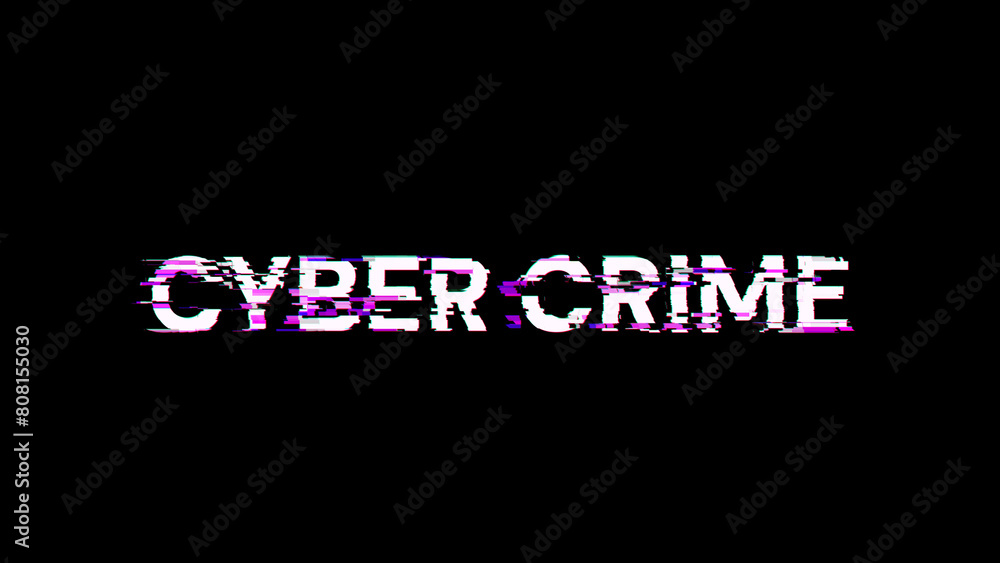 Fototapeta premium 3D rendering cyber crime text with screen effects of technological glitches