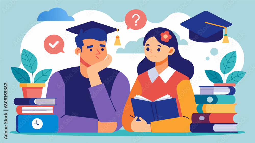 Obraz premium A couple discusses their plans for the future but their dream of starting a family is put on hold as they struggle to make ends meet with their. Vector illustration