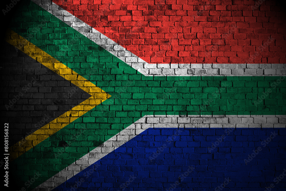 south africa flag on brick wall