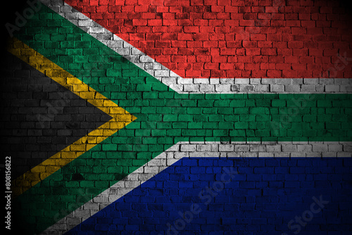 south africa flag on brick wall