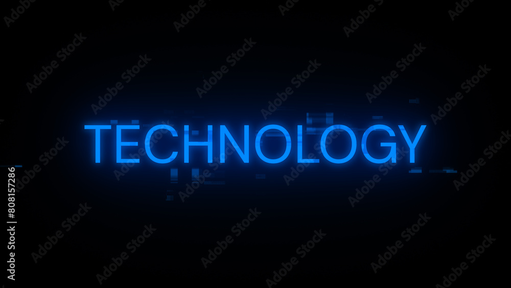 3D rendering technology text with screen effects of technological glitches 3D rendering technology text with screen effects of technological glitches