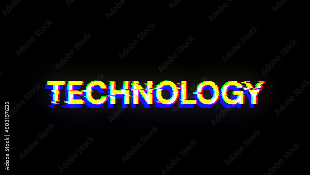 Fototapeta premium 3D rendering technology text with screen effects of technological glitches