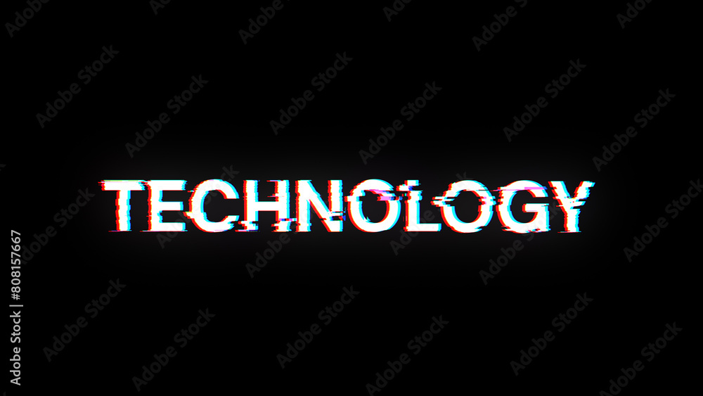 Obraz premium 3D rendering technology text with screen effects of technological glitches