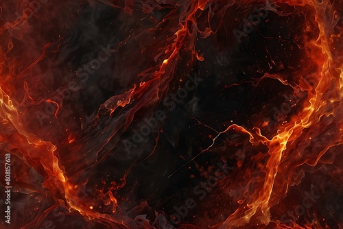 Red fire magma background fiery lava photo