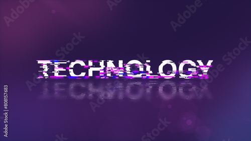 3D rendering technology text with screen effects of technological glitches