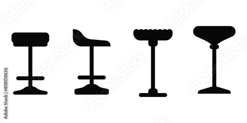 Bar stool icons  vector. Chair bench. Club furniture
