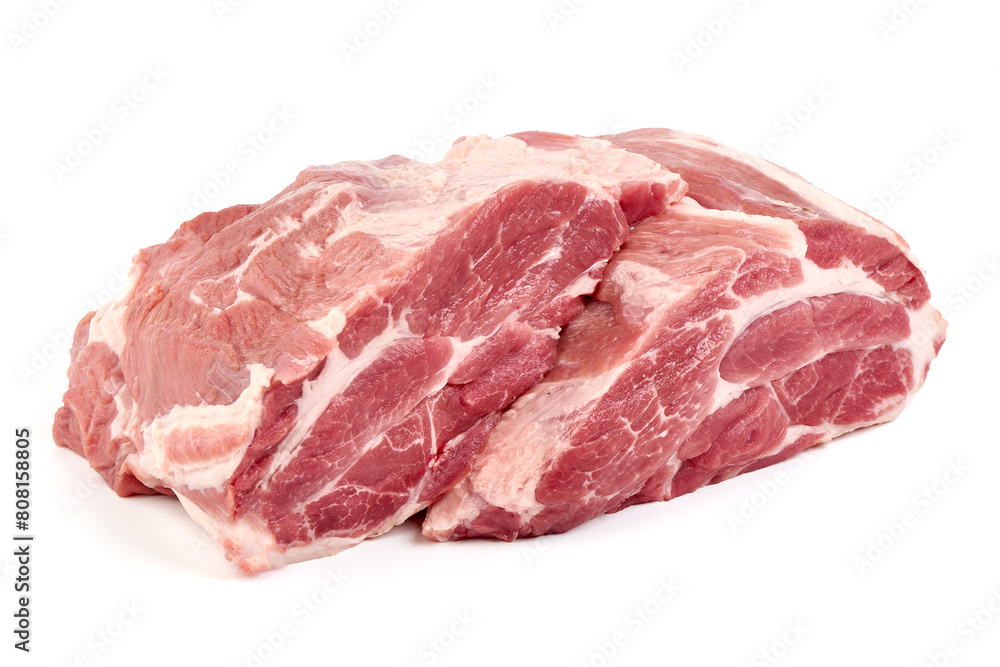 Chilled pork buston butt, isolated on white background