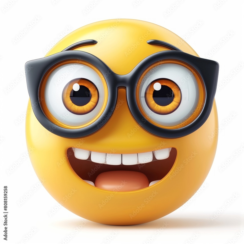 Funny smiley with glasses isolated on white background Funny smiley with glasses isolated on white background